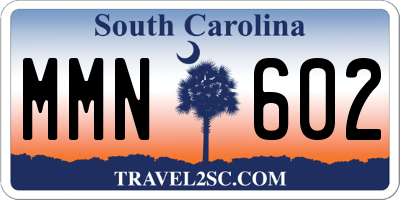 SC license plate MMN602