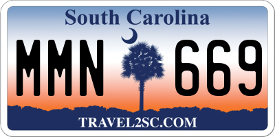 SC license plate MMN669