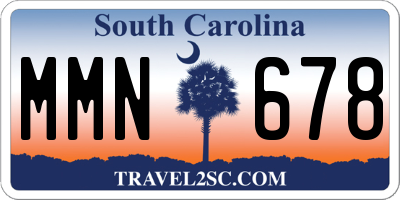 SC license plate MMN678