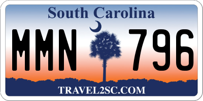 SC license plate MMN796