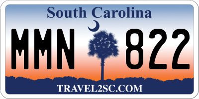 SC license plate MMN822