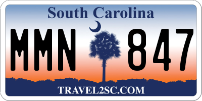 SC license plate MMN847