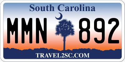SC license plate MMN892