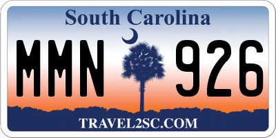 SC license plate MMN926