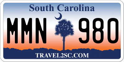 SC license plate MMN980