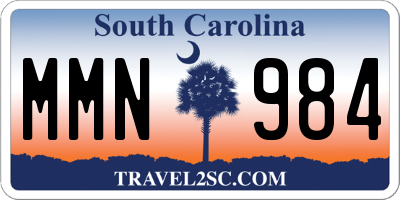 SC license plate MMN984