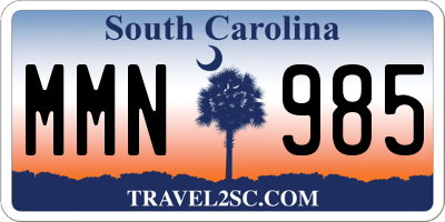 SC license plate MMN985