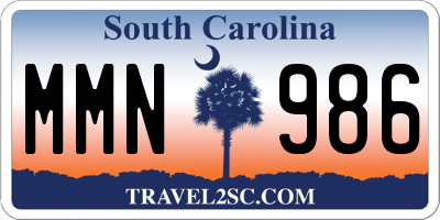 SC license plate MMN986