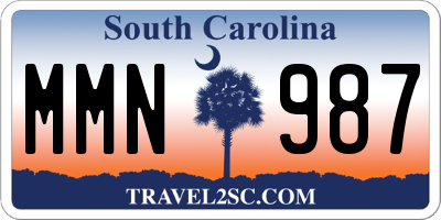 SC license plate MMN987