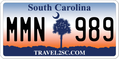 SC license plate MMN989