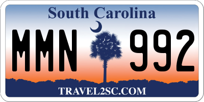 SC license plate MMN992