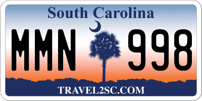 SC license plate MMN998