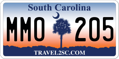 SC license plate MMO205