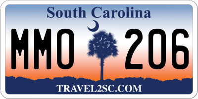 SC license plate MMO206