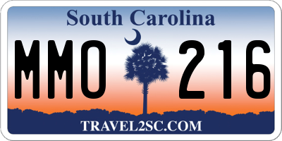 SC license plate MMO216