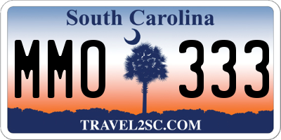 SC license plate MMO333