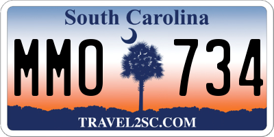 SC license plate MMO734