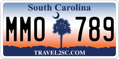 SC license plate MMO789
