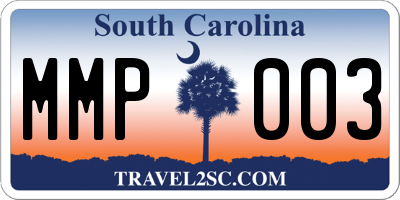 SC license plate MMP003