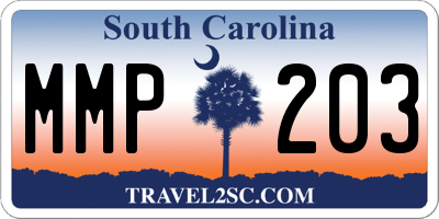 SC license plate MMP203