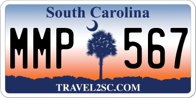 SC license plate MMP567