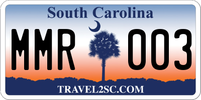 SC license plate MMR003