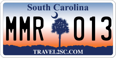 SC license plate MMR013