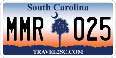 SC license plate MMR025