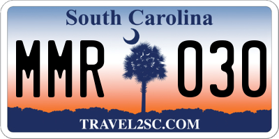 SC license plate MMR030