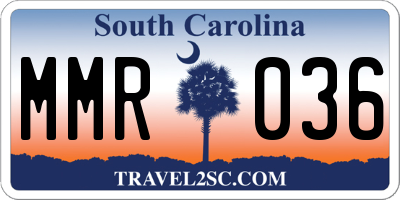 SC license plate MMR036
