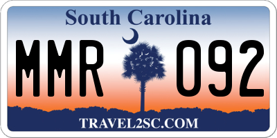 SC license plate MMR092