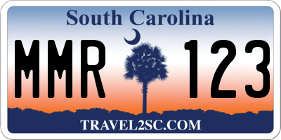 SC license plate MMR123