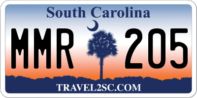 SC license plate MMR205