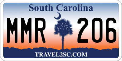 SC license plate MMR206