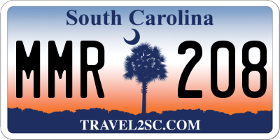 SC license plate MMR208