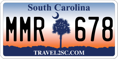 SC license plate MMR678
