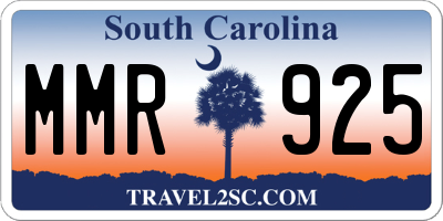 SC license plate MMR925