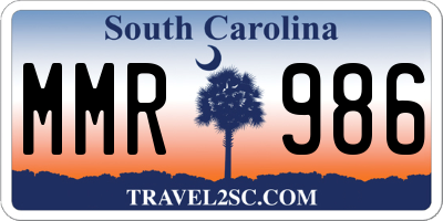SC license plate MMR986