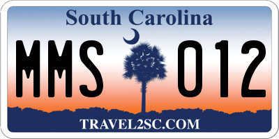 SC license plate MMS012