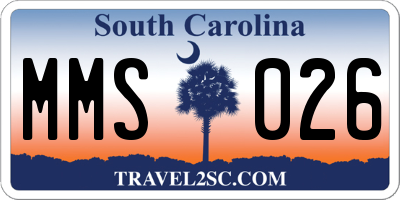 SC license plate MMS026