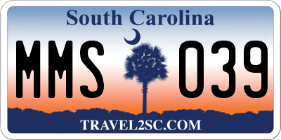 SC license plate MMS039