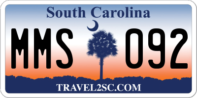 SC license plate MMS092