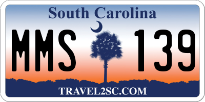 SC license plate MMS139