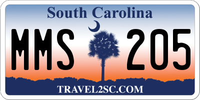 SC license plate MMS205