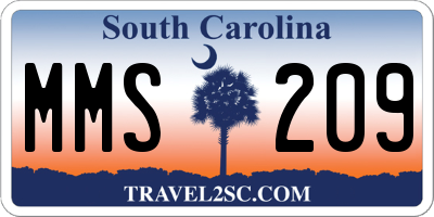 SC license plate MMS209