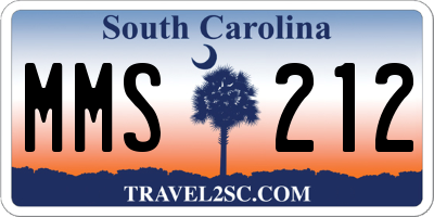 SC license plate MMS212