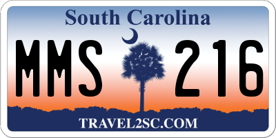 SC license plate MMS216