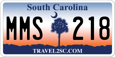 SC license plate MMS218