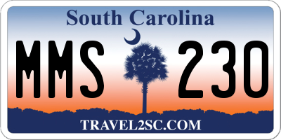 SC license plate MMS230
