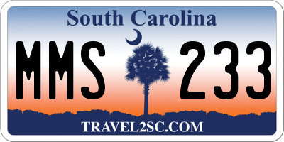 SC license plate MMS233